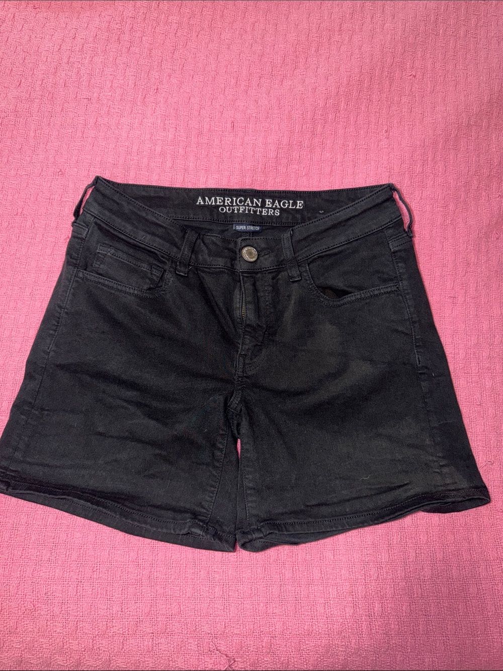 American Eagle Outfitters Black Denim High-Rise Shorts